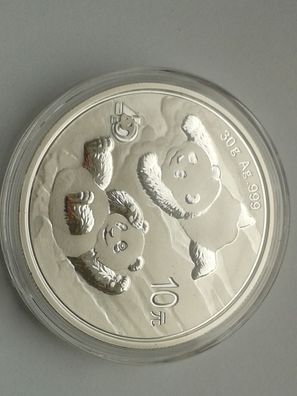 Original 10 Yuan 2022 China Panda 30g Silber 999er Silber in Münzdose