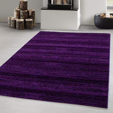 Teppich Kurzflor Modern Wohnzimmer Einfarbig Meliert Uni Violet Lila Oeko Tex