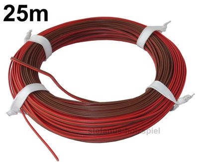 25m Litze 2-adrig rot-braun 2x18x0,10 Kabel 0,14 mm² für Modellbahn braun-rot