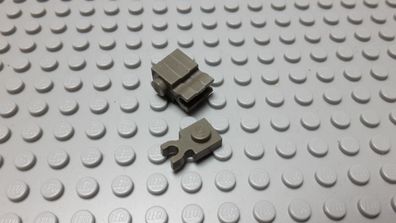 Lego 4 Platten 1x1 mit Clip Altdunkelgrau Nummer 4085c