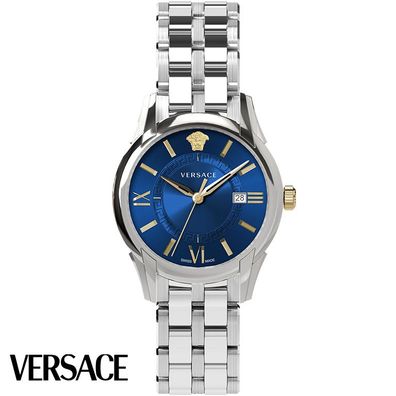Versace VEUA00620 Apollo Gent blau silber Edelstahl Armband Uhr Herren NEU