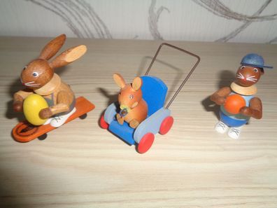 3 Osterhasen -Original Erzgebirge-sehr selten -Wagen, Skatebord