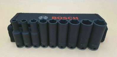 9-tlg Bosch 3/8" Zoll Steckschlüsseleinsätze 7 8 10 12 13 15 16 17 19mm L: 60 mm