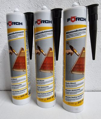3x Bitumendichtmasse (3x 310ml Kartusche) Dachdicht Bitumenkleber Dichtstoff