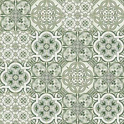 Essener Tapete Dans Lemur Texture 825 Ornament Mosaik Grün Beige Weiß stylisch