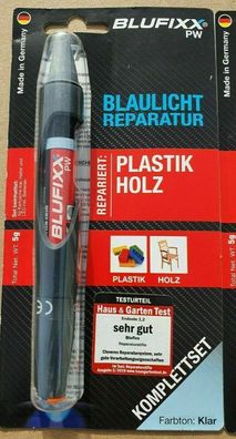 Blufixx - Blaulicht Reparaturstift Set (klar) - PW für Plastik Holz Kunststoff