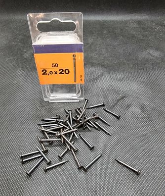 5.000 Stahlnägel 2,0 x 20 mm Bilder-Nägel mit Linsenkopf schwarz gehärtet