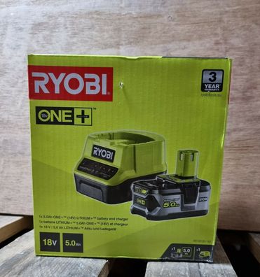 Original Ryobi 5,0 Ah Akku & Schnellladegerät ONE+ 18 V RC18120-150 | Starterset