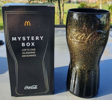 1 x Mystery Glas McDonalds Coca Cola Gläser Schwarz & Gold Glitzer NEU & OVP