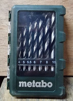 METABO Holzbohrer Set (8-teilig) 3-10 mm Holzspiralbohrer Satz in Kassette