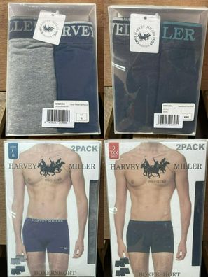 HARVEY MILLER - Herren Boxershorts (2er Pack) M L XL XXL Unterhosen Unterwäsche
