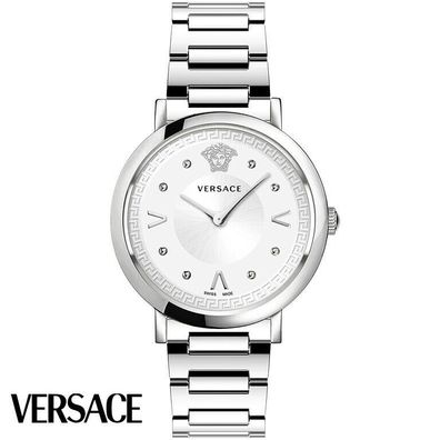 Versace VEVD00419 Pop Chic Lady weiss silber Edelstahl Armband Uhr Damen NEU