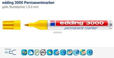 EDDING e-3000 Permanent Marker Gelb