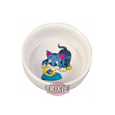 Trixie Napf mit Motiv - Katze - Keramiknapf - 300 ml - 11 cm - weiß