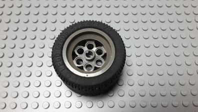 Lego 1 Reifen Rad 49.6x28VR Felge Altdunkelgrau Nummer 6595c02