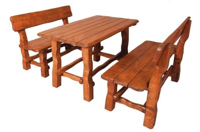 Eckbank Sitzgruppe Essgruppe Garten Möbel Holz 3tlg. Set Tisch Bank Stuhl Massiv
