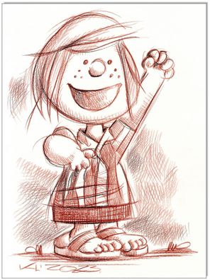 Klausewitz: Original Rötelzeichnung : Peanuts Peppermint Patty / 24x32 cm