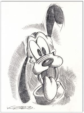 Klausewitz: Original Kreidezeichnung : Pluto / 24x32 cm