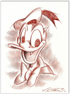 Klausewitz: Original Rötelzeichnung : Donald Duck / 24x32 cm