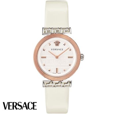 Versace VELW00120 Meander weiss roségold ivory Leder Armband Uhr Damen NEU