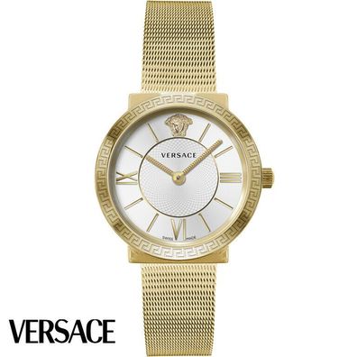 Versace VEVE00519 Glamour Lady weiss gold Edelstahl Armband Uhr Damen NEW