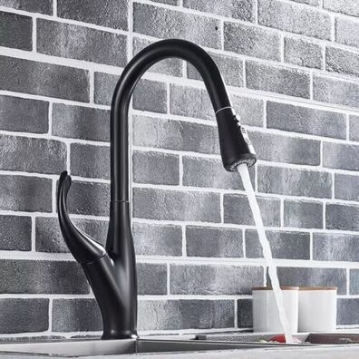 Wasserhahn Küche Schwarz Armatur ausziehbar Brause Einhebelmischer Modern Design