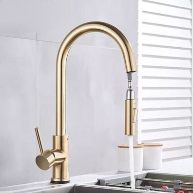 Wasserhahn Küche Gold Brause Armatur Einhebelmischer Bad Modern Herausziehbar