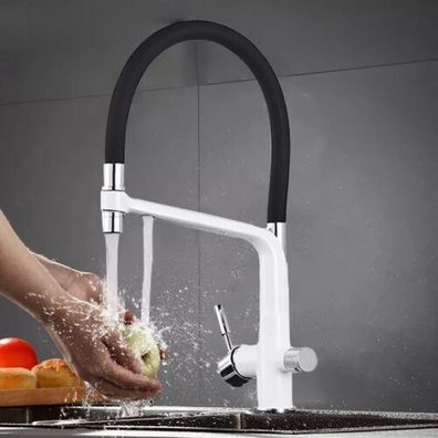 Wasserhahn Küche Schwarz Weiß Armatur Trinkwasser Einhebelmischer Design Modern