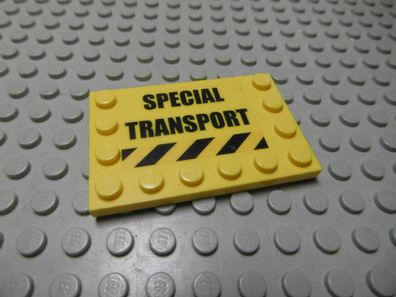 Lego 1 Fliese 4x6 gelb beklebt Special Transport 6180pb033 Set 7249