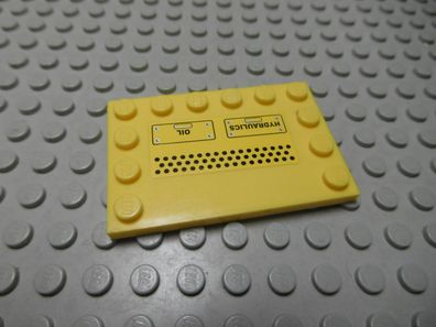 Lego 1 Fliese 4x6 gelb beklebt Hydraulics Oil 6180pb024 Set 7632
