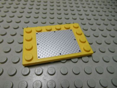 Lego 1 Fliese 4x6 gelb beklebt Silber 6180pb025 Set 7632