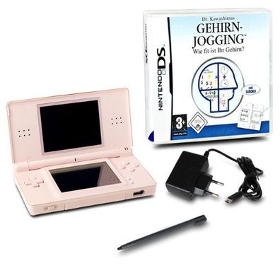 DS Lite Handheld Konsole rosa #74A + Kabel + Spiel Dr Kawashimas Gehirn Jogging