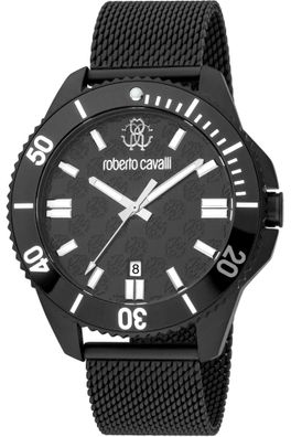 Roberto Cavalli RC5G013M0075 schwarz Edelstahl Armband Uhr Herren NEU