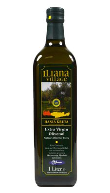 Iliana Village natives Olivenöl 1 Liter Flasche extra vergine aus Kreta kaltgepresst