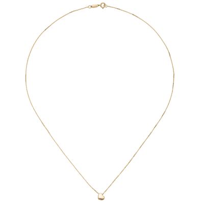 Collier Halskette mit Anhänger Herz 375 Gold Gelbgold 42 cm