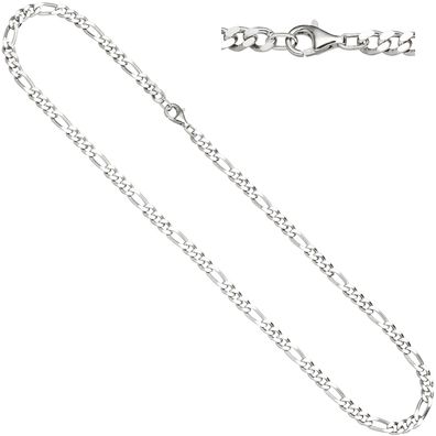 Figarokette 925 Silber diamantiert 50 cm Kette Halskette Silberkette Karabiner