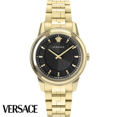 Versace VEPX01321 Greca schwarz gold Edelstahl Armband Uhr Damen NEU