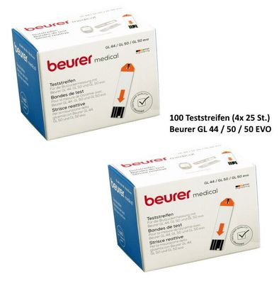 100 x Beurer GL 44/50/50evo Teststreifen BZ Teste Blutzucker-Test 4 x 25 464.15
