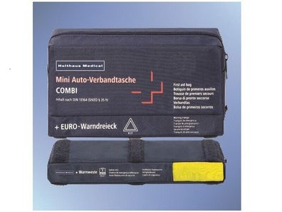 Holthaus Mini 3 in 1 Verbandtasche Erste Hilfe Warndreieck Warnweste DIN 13164