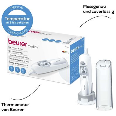 Beurer FT58 Fieberthermometer Ohr Thermometer mit 10 Schutzkappen Termometer