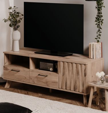 TV Lowboard Fernseher Unterschrank Schweden Eiche Board 140 cm Wellington