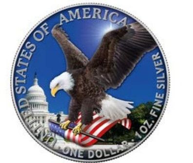 USA American Silber Silver Eagle 2023 Farbe 1 oz 999 Silbermünze mit Zertifikat