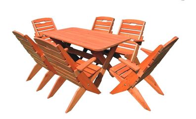 Garten Möbel Eckbank Sitzgruppe Holz Set Tisch Bank Stuhl Massiv 7tlg. Essgruppe