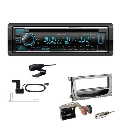 Kenwood 1-DIN Receiver Autoradio DAB Bluetooth für Ford C-Max 2007-2010 silber