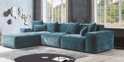 Ecksofa Blau Wohnzimmer Elegante Wohnecke Design Möbel Eckgarnitur Sofa Couchen