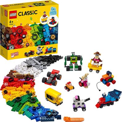 LEGO 11014 Classic Steinebox mit Rädern, Bausteine für Kinder, Spielzeug ab 4 ...