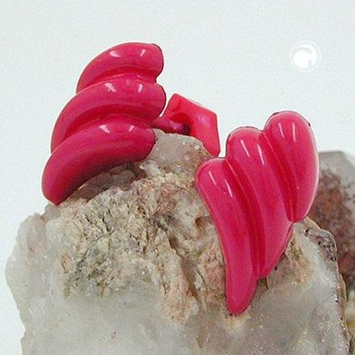 Ohrstecker Ohrring 8x15mm Bogen Schweif gerillt pink-glänzend Kunststoff Vollpla