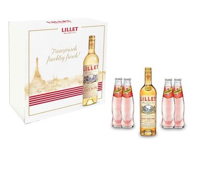 Lillet Schuber Geschenkset - Blanc 750ml (17% Vol) + 4x Schweppes wild Berry 0,2 L