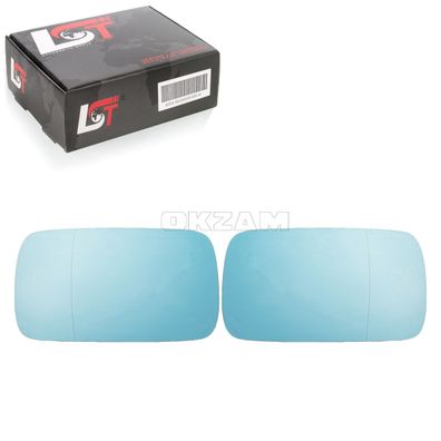 2x Spiegelglas zum Kleben asphärisch blau für BMW 3er E30 E36 5er E28 7er E23