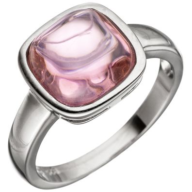Damen Ring 925 Sterling Silber 1 Rosenquarz rosa Silberring